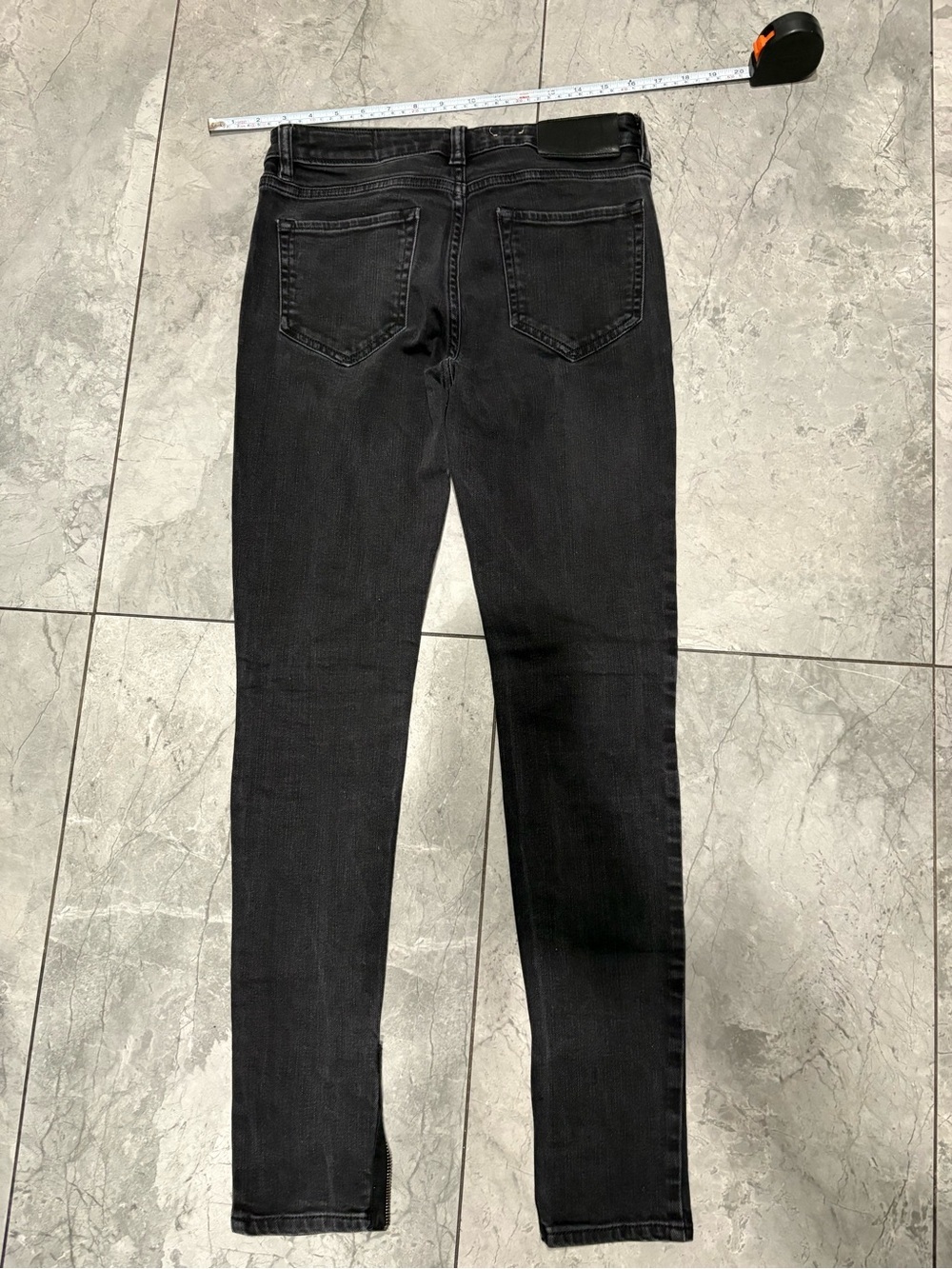 AllSaints Black Biker Moto Skinny Jeans with Zip Details - Picture 2 of 6